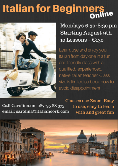 Italian Beginners Online starting on August 9th